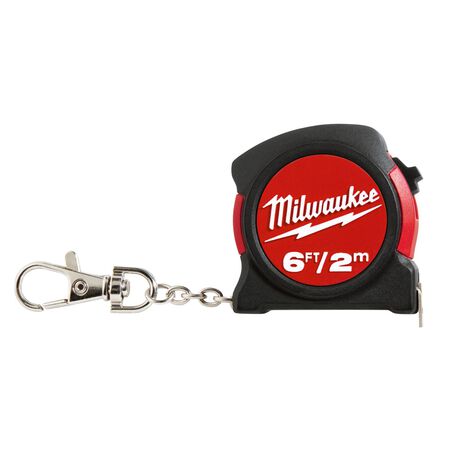 Milwaukee 6 ft. L x 1.2 in. W Pocket Keychain Tape Measure Red 1 pk