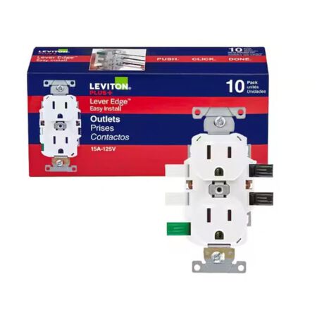 Leviton Lever Edge 15 amps 125 V White Outlet 10 Pack