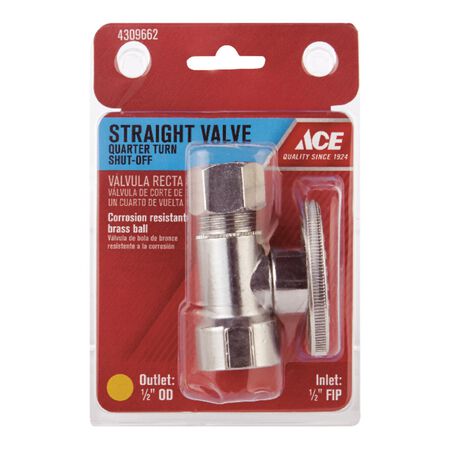Ace FIP Compression Brass Straight Stop Valve