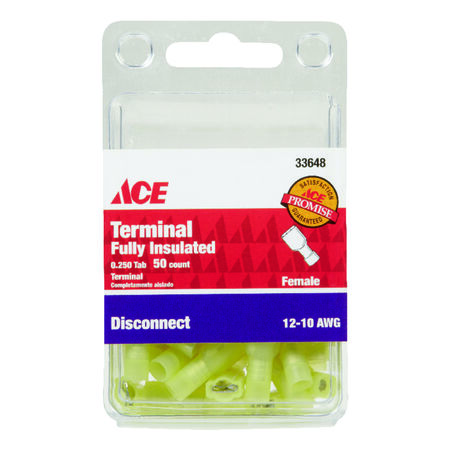 Ace Insulated Wire Female Disconnect Yellow 50 pk