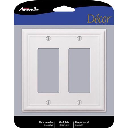 Amerelle Chelsea White 2 gang Stamped Steel Decorator Wall Plate 1 Pack