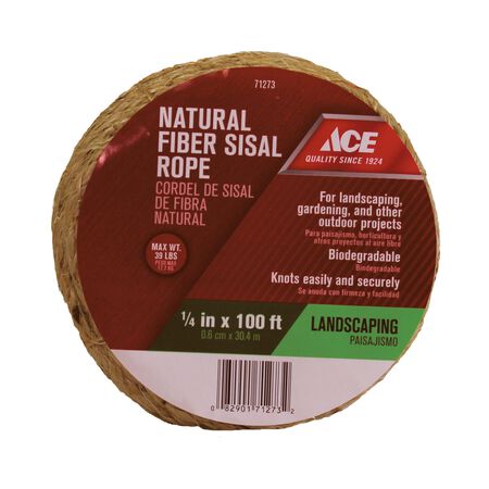Ace 1/8 in. D X 220 ft. L Natural Twisted Cotton Cord Ace 1/8 in. D X 220 ft. L Natural Twisted Cotton Cord