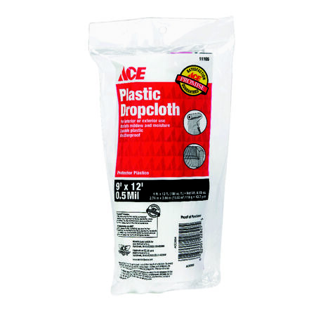 Ace 9 ft. W X 12 ft. L X 0.5 mil 7 lb Plastic Drop Cloth 1 pk