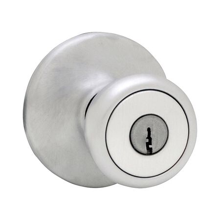 Kwikset Curve Satin Chrome Entry Door Knob 1-3/4 in.