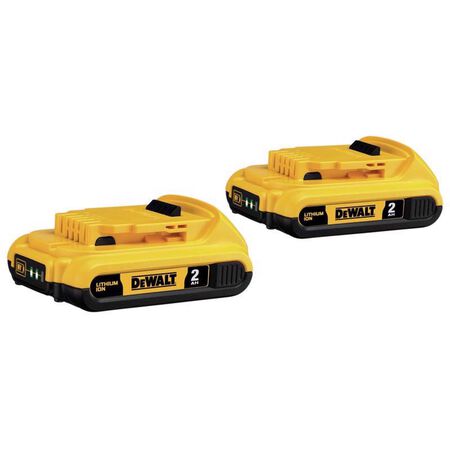 DEWALT 20V MAX DCB203-2 20 V 2 Ah Lithium-Ion Compact Battery Combo Pack 2 pc
