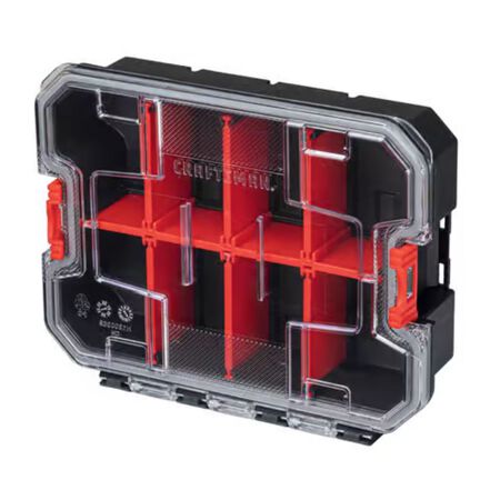 CRAFTSMAN VersaStack 7.5 in. W x 2.76 in. H Small Parts Bin Plastic 8 compartments Black/Red