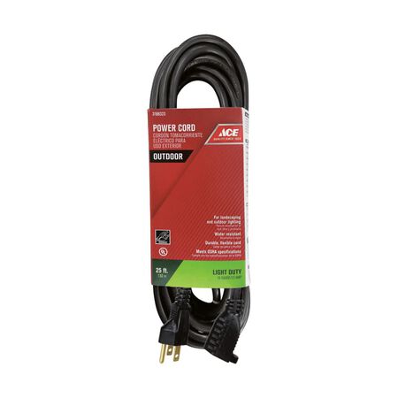 Ace Outdoor 25 ft. L Black Extension Cord 16/3 SJTW