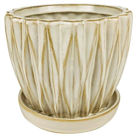 Border Concepts 4.75 in. H X 5.5 in. W Ceramic Dimensional Planter White