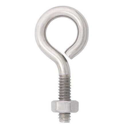 Hampton 1/4 in. X 2 in. L Stainless Stainless Steel Eyebolt with Nut Nut Included