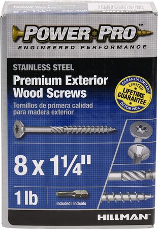 Power Pro Exterior Stainless Steel Wood Deck Screws 8" x 1-1/4" - 242 pcs.