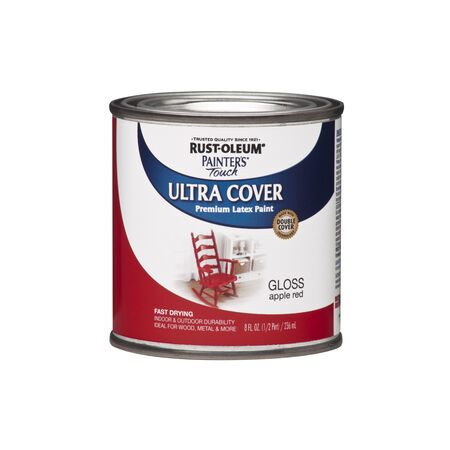 Rust-Oleum Painters Touch Apple Red Water-Based Ultra Cover Paint Exterior & Interior 8 oz