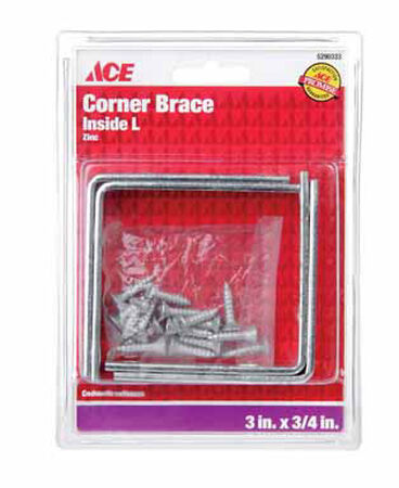 Ace Inside L Corner Brace 3 in. x 3/4 in. Zinc