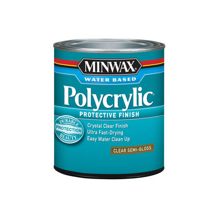 Minwax Polycrylic Semi-Gloss Crystal Clear Water-Based Polyurethane 1 qt