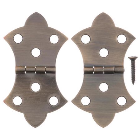 Ace 1-11/16 in. W X 3-1/16 in. L Antique Brass Brass Decorative Hinge 2 pk
