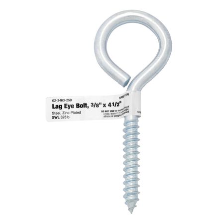 Hampton 3/8 in. X 4-1/2 in. L Zinc-Plated Steel Lag Thread Eyebolt
