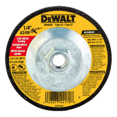 DeWalt 4-1/2 in. D X 5/8 in. Metal Grinding Wheel