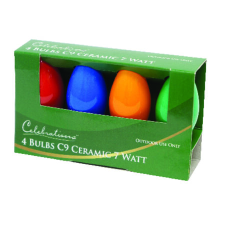 Celebrations Incandescent C9 Multicolored 4 ct Replacement Christmas Light Bulbs