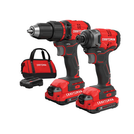 Craftsman V20 20 V Cordless Brushless 2 Tool Compact Drill and Impact Driver Kit