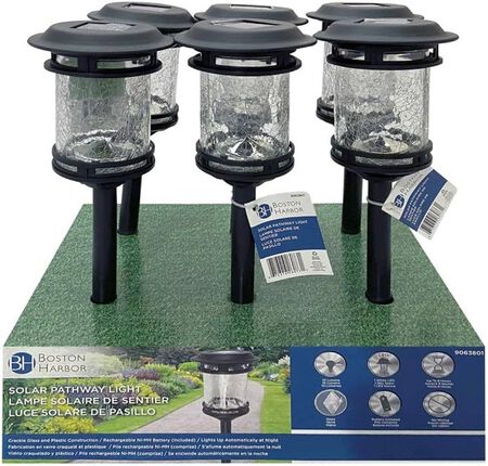 Boston Harbor 26073 Solar Stake Light Crackle Glass 10 Lumens 8 Hour Runtime Black (Case of 6)