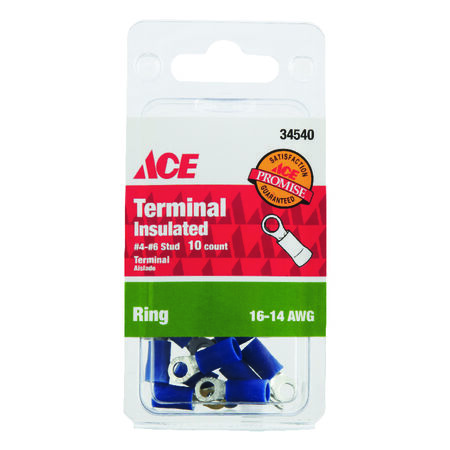Ace Insulated Wire Ring Terminal Blue 10 pk