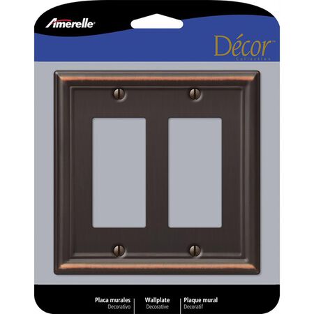 Amerelle Chelsea Aged Bronze 2 gang Stamped Steel Decorator Wall Plate 1 Pack