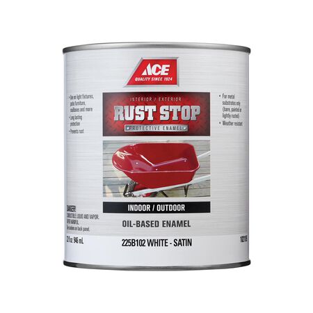Ace Rust Stop Indoor/Outdoor Satin White Enamel Rust Prevention Paint 1 qt