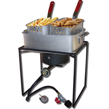 16" Rectangular Outdoor Cooker Package with Rectangular Fry Pan
