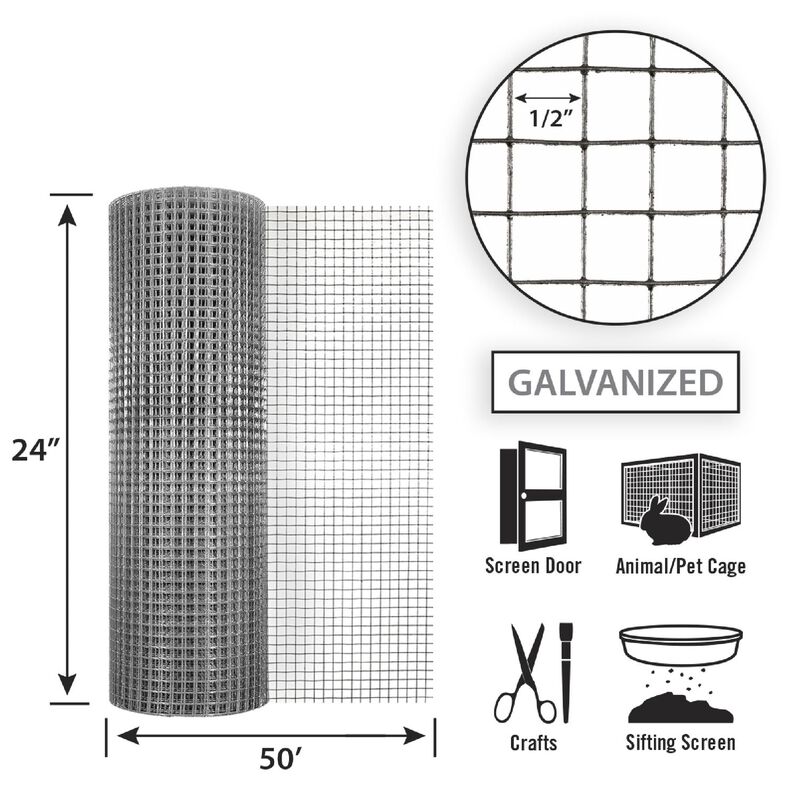 Garden Zone 24 in. W x 50 ft. L Steel Hardware Cloth 1/2 in. Stine Home + Yard The Family