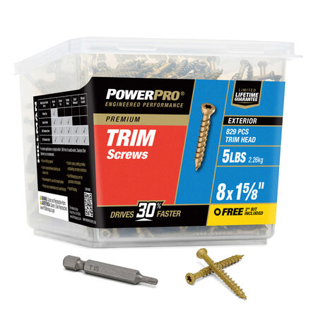 Power Pro® Premium Bronze Exterior Trim Screws (#8 x 1-5/8 in.) - 829 pc