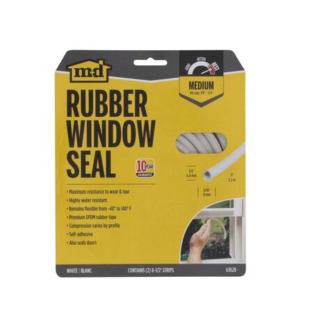 M-D White Rubber Weatherstrip For Doors and Windows 204 in. L X 0.3 in.