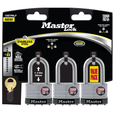 Master Lock 1-3/4 in. W Laminated Steel 4-Pin Cylinder Padlock Keyed Alike