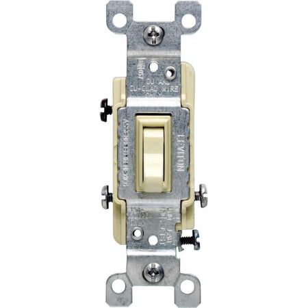 Leviton 15 amps Three Pole Toggle AC Quiet Switch Ivory 1 pk