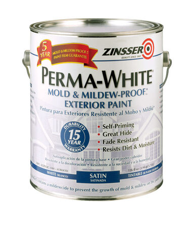 Zinsser Perma-White Acrylic Latex House Paint Satin 1 gal. White