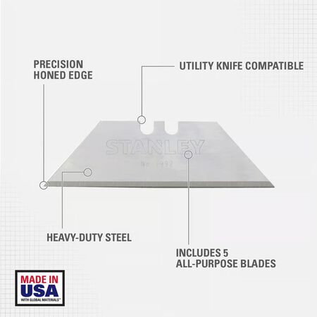 Stanley Steel Heavy Duty Replacement Blade 2-7/16 in. L 5 Pieces