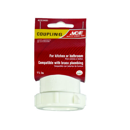Ace 1-1/2 in. Slip in. X 1-1/2 in. D Slip Plastic Coupling 1 pk
