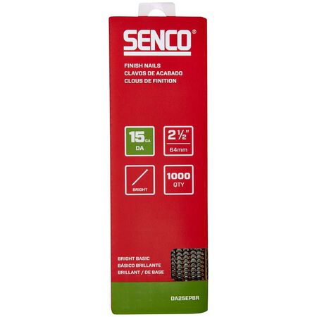 Senco Finish Nail Strip, 2-1/2 in. L, 15 ga., Steel, Bright Basic/Sencote, Brad Head