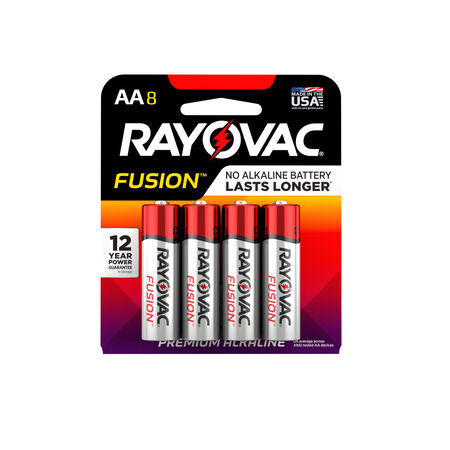 Rayovac Fusion AA Alkaline Batteries 8 pk Carded