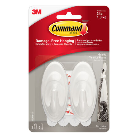 3M Command Medium Plastic Hook 3.25 in. L 2 pk