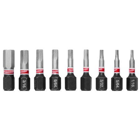 Milwaukee Shockwave Hex 1 in. L Impact Insert Bit Set Steel 9 pc