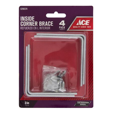Ace 3 in. H X 4.75 in. W X 3 in. D Steel Inside L Corner Brace