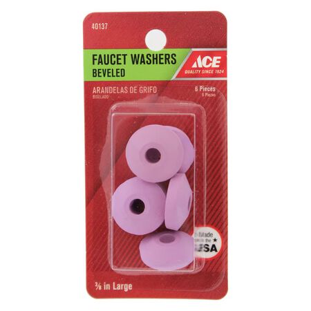 Ace 3/8L trade size in. D Rubber Beveled Faucet Washer 6 Pack