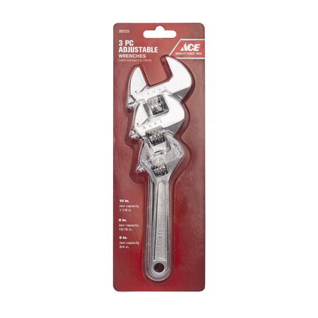 Ace Adjustable Wrench Set 3 Pack