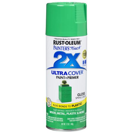 Rust-Oleum Painter's Touch 2X Ultra Cover Gloss Spring Green Paint+Primer Spray Paint 12 oz