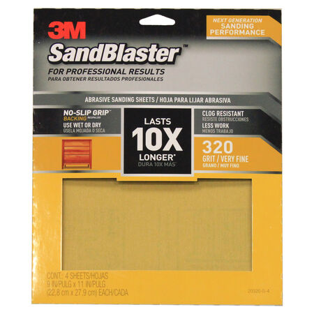 3M Sandblaster 11 in. L X 9 in. W 320 Grit Ceramic Sandpaper 4 pk