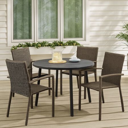 Living Accents 5PC Round Dining Set Black/Woven Wicker