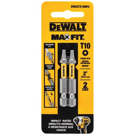 DEWALT Max Fit Torx #10 X 2 in. L Screwdriver Bit Set Steel 2 pk