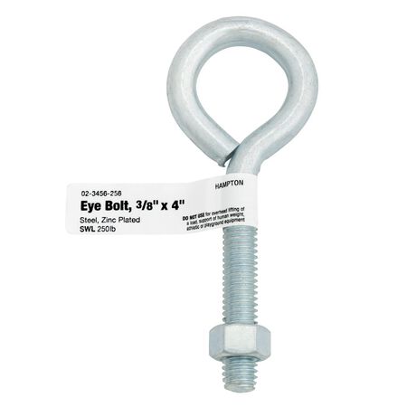 Hampton 3/8 in. X 4 in. L Zinc-Plated Steel Eyebolt with Nut Nut Included