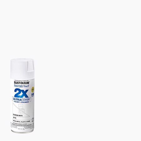 Rust-Oleum Painter's Touch 2X Ultra Cover Satin Blossom White Paint+Primer Spray Paint 12 oz