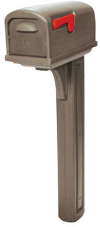 Solar Group Gibraltar Classic Plastic Post Mounted Double Door Mailbox Mocha 20-3/4 in. L x 4