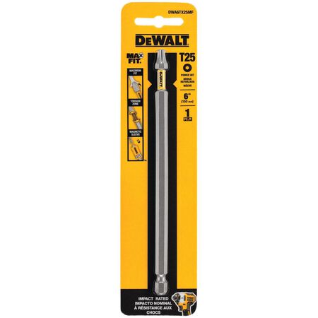 DEWALT Max Fit Torx T25 X 6 in. L Screwdriver Bit S2 Tool Steel 1 pc